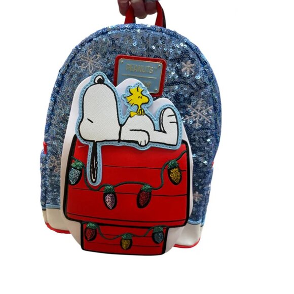 Loungefly Peanuts Holiday & Snow Sequins Mini Backpack Snoopy NWT main image 7